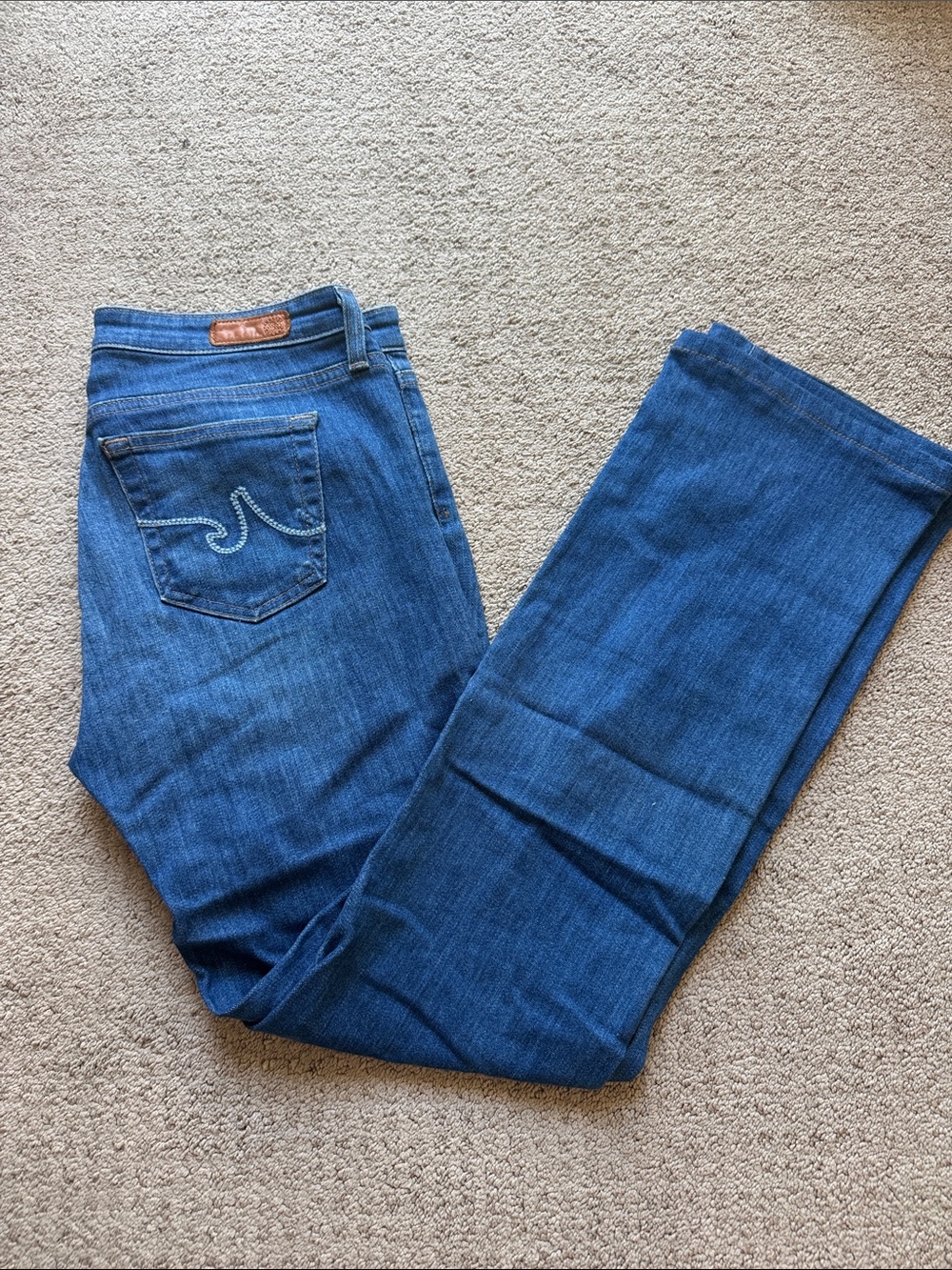 AG Women’s Dark Blue Straight-Leg Jeans